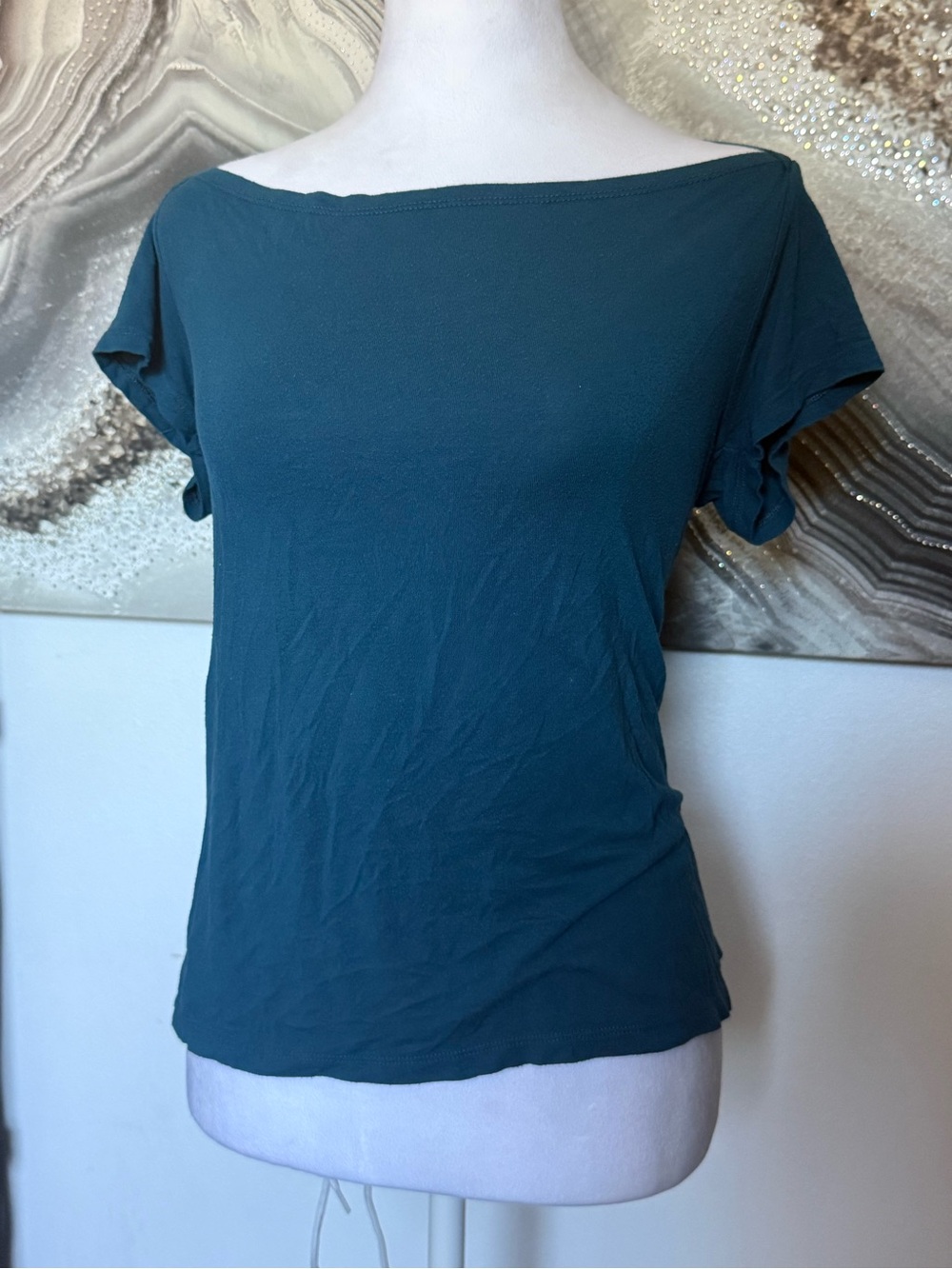 Women’s Off-Shoulder Short Sleeve Top in Deep Teal
